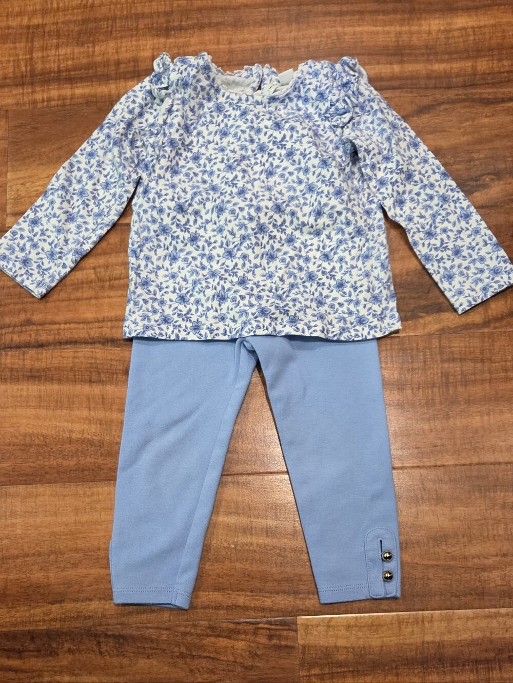 Janie and Jack EUC 18-24 Months Blue Floral Top and Ponte Pants